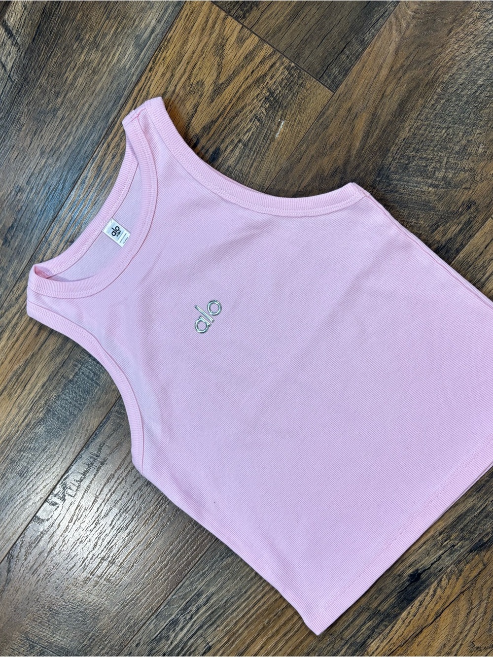 ALO Yoga Pink Ribbed Racerback Crop Tank - Picture 3 of 3